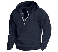 Sudadera con capucha para hombre, ajustada, con bolsillos, sudadera con capucha para hombre, con cremallera de un cuarto, color negro, vino, verde oscuro, liso, para deportes y al aire libre, uso