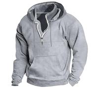 Sudadera con capucha para hombre, ajustada, con bolsillos, sudadera con capucha para hombre, con cremallera de un cuarto, color negro, vino, verde oscuro, liso, para deportes y al aire libre, uso