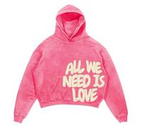 Sudadera con Capucha para Hombre All We Need is Love Letter Print Hoody Hombres Sudaderas de Manga Larga Hip Hop Ropa Calle Gran tamaño Harajuku Anime Y2k