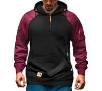 Sudadera con capucha para hombre, bloque de color, cremallera de un cuarto, sudadera con capucha táctica militar, sudadera deportiva de invierno, sudadera deportiva de trabajo, sudadera casual de