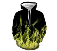 Sudadera con capucha para hombre, bloque de color, patchwork, sudadera con capucha, degradado de llamas, con capucha, informal, manga larga, parte superior, manga larga, cómoda, con cordón, camiseta