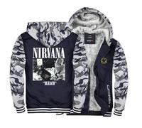 Sudadera con Capucha para Hombre Chaquetas para Nirvana Estampado De Manga Larga para Parejas Ropa De,clásica,Informal,de algodón, Blue and Camouflage||S