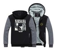 Sudadera con Capucha para Hombre Chaquetas para Nirvana Estampado De Manga Larga para Parejas Ropa De,clásica,Informal,de algodón, Black and Grey||XL