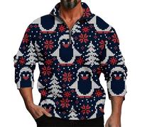 Sudadera con capucha para hombre, clásica, sin capucha, forro polar, para primavera, otoño, invierno, manga larga, Navidad, impresión 3D, personalidad, casual, cómoda, suelta, un tercio con cremallera