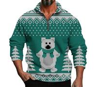 Sudadera con capucha para hombre, clásica, sin capucha, forro polar, para primavera, otoño, invierno, manga larga, Navidad, impresión 3D, personalidad, casual, cómoda, suelta, un tercio con cremallera