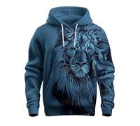 Sudadera con capucha para hombre, color liso, estampado animal, sudadera con capucha para otoño, manga larga, con cordón, casual, a la moda, para hombre, ajuste holgado, suave, cómoda, para entrenar