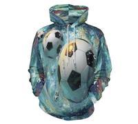 Sudadera Con Capucha Para Hombre Con 3D Impreso Fútbol Divertido En 3D, Unisex Hoodie Hip Hop Hombre Talla Grande Sudadera Con Capucha Vórtice Fantasía Manga Larga Pull-Over Tops Suéter, Azul-Verde