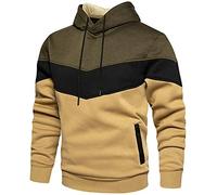 Sudadera con capucha para hombre, con bloques de color, manga larga, con cordón, casual, con bolsillos, A-Army Verde, S