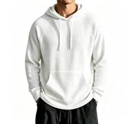 Sudadera con capucha para hombre con capucha y bolsillos con cordón, Blanco