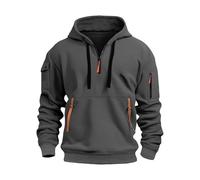 Sudadera con Capucha para Hombre, con Cremallera a Media Altura, Tallas Grandes, Informal, Cómoda, con Varios Bolsillos, para la Vida Diaria, para Trabajo al Aire Libre, Color Sólido, gris, XXXL
