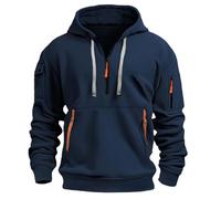 Sudadera con Capucha para Hombre, con Cremallera a Media Altura, Tallas Grandes, Informal, Cómoda, con Varios Bolsillos, para la Vida Diaria, para Trabajo al Aire Libre, Color Sólido, XXL