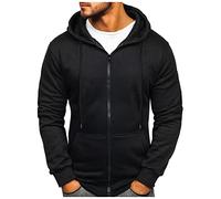 Sudadera con capucha para hombre con cremallera completa, color sólido, ropa de trabajo con bolsillos, sudadera casual con cordón, ropa de estar por casa, ropa de manga larga, cómoda y elástica