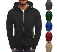 Sudadera con capucha para hombre, con cremallera completa, cordón en el cuello, gimnasio, entrenamiento, sudadera con capucha súper suave, ajuste delgado, sudadera con capucha de manga larga con