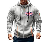 Sudadera con capucha para hombre, con cremallera completa, estampado de la bandera de Estados Unidos, manga larga, múltiples bolsillos, para otoño e invierno, casual, a la moda, con cremallera