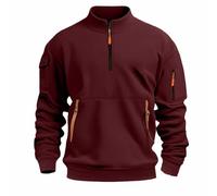Sudadera con capucha para hombre, con cremallera, con capucha, bolsillo, media cremallera, manga larga, para hombre, Vino, M