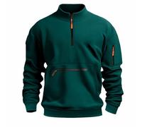 Sudadera con capucha para hombre, con cremallera, cuello redondo, manga larga, con cremallera, con bolsillo, Verde negruzco, L