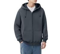 Sudadera con capucha para hombre con cremallera de forro polar liso de invierno Jersey suave de gran tamaño cómodo con bolsillos para correr manga larga ancha Y2k Sudadera de otoño Sweatshirt