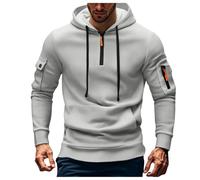 Sudadera con capucha para hombre, con cremallera de un cuarto del Reino Unido, estilo vintage, lavada, Ceniciento claro, 4XL