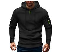 Sudadera con capucha para hombre, con cremallera de un cuarto del Reino Unido, estilo vintage, lavada, Negro, 3XL
