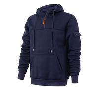 Sudadera con capucha para hombre con cremallera de un cuarto para hombre, cómoda, con cordón, de manga larga, casual, ligera, para el trabajo, vacaciones, para exteriores, sudadera cálida, azul marino