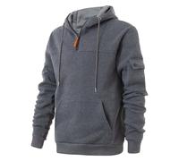 Sudadera con capucha para hombre con cremallera de un cuarto para hombre, cómoda, con cordón, de manga larga, casual, ligera, para el trabajo, vacaciones, para exteriores, sudadera cálida, gris oscuro