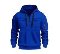 Sudadera con capucha para hombre con cremallera de un cuarto para hombre, media cremallera, sudadera con capucha de forro polar con cordón, manga larga, sudadera táctica casual, sudadera atlética