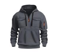 Sudadera con capucha para hombre con cremallera de un cuarto para hombre, media cremallera, sudadera con capucha de forro polar con cordón, manga larga, sudadera táctica casual, sudadera atlética