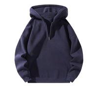Sudadera con capucha para hombre con cremallera de un cuarto Sudadera informal de manga larga con hombros caídos cómoda sudadera atlética para uso diario deportes al aire libre ocio