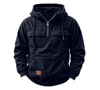 Sudadera con capucha para hombre, con cremallera de un cuarto y bolsillos múltiples, cálida y cómoda, sudadera con capucha para entrenamiento, gimnasio, sudadera con capucha para trabajo y uso