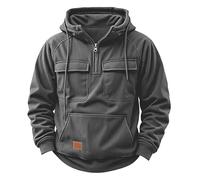Sudadera con capucha para hombre, con cremallera de un cuarto y bolsillos múltiples, cálida y cómoda, sudadera con capucha para entrenamiento, gimnasio, sudadera con capucha para trabajo y uso