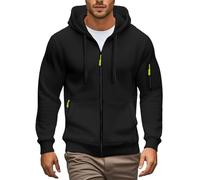 Sudadera con capucha para hombre con cremallera oversize casual suave, cómoda, invernal, de un solo color, con bolsillos, deportiva, con firma, de manga larga, de estilo Y2K, de calle, sudadera