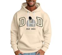 Sudadera con capucha para hombre con estampado con cordón Y2K, beige, S