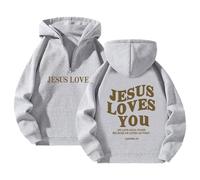 Sudadera con capucha para hombre con estampado de letras temático Jesús sudaderas con capucha para hombre, cuello en V, media cremallera, Chalecos y sudaderas, deporte casual con capucha Oversize