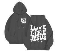 Sudadera con capucha para hombre con estampado de letras temático Jesús sudaderas con capucha para hombre, otoño, invierno, cálido, suéteres, chalecos y sudaderas, con capucha, 01-gris oscuro, L