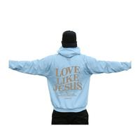 Sudadera con capucha para hombre con estampado «Love Like Jesús», sudadera de moda Hip Hop de manga larga con capucha Y2K, para tiempo libre, deporte, manga larga, entrenamiento, ropa de calle, O azul