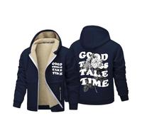 Sudadera con capucha para hombre con forro polar impreso Good Things Take Time con capucha polar Streetwear Ropa Hombre Moda Invierno Sherpa Grueso Algodón para Motivación Deporte Y Diario Estilo