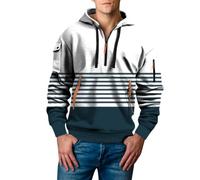 Sudadera con capucha para hombre con media cremallera a rayas bloque de