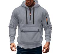Sudadera con capucha para hombre con media cremallera - Jersey liso de gran tamaño para hombre - Jumpertops Activewear Chaqueta Otoño Sudadera con capucha Blusa Sudadera de forro polar Chaquetas