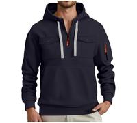 Sudadera con capucha para hombre con media cremallera, sudadera con capucha, informal, sudadera con capucha de gran tamaño, sudadera de manga larga con bolsillos, cordón Y2k, #3-c-armada, M