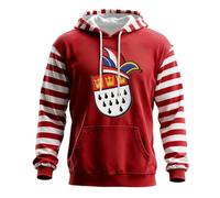 Sudadera con capucha para hombre con rayas rojas y blancas Patchwork - Sudadera con capucha para hombre bordada para Carnaval de Colonia, sudaderas a rayas con capucha y bolsillo canguro, suéter