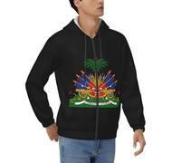 Sudadera Con Capucha Para Hombre Con República De Haitíemblema Nacionalchaqueta De Lana Cremallera Sudadera De Manga Larga Informal Para Otoño E Invierno Holgada