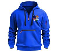 Sudadera con capucha para hombre, corte entallado, con bolsillos, estampada, a la moda, casual, de manga larga, con bolsillo, ropa de trabajo para exteriores, correr, vida diaria, azul, 3XL