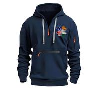 Sudadera con capucha para hombre, corte entallado, con bolsillos, estampada, a la moda, casual, de manga larga, con bolsillo, ropa de trabajo para exteriores, correr, vida diaria, azul marino, 3XL