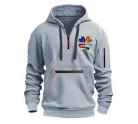 Sudadera con capucha para hombre, corte entallado, con bolsillos, estampada, a la moda, casual, de manga larga, con bolsillo, ropa de trabajo para exteriores, correr, vida diaria, gris, 3XL