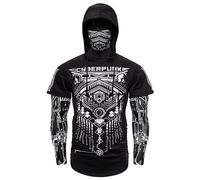 Sudadera con capucha para hombre Cyberpunk, sudadera japonesa ninja, calaveras, máscara táctica, sudadera urbana, ropa urbana, hip hop, cosplay, disfraz de ciclismo, O negro., XL