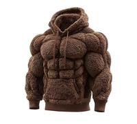 Sudadera con capucha para hombre de forro polar cepillado, estilo callejero acogedor, para invierno, manga larga, con bolsillo canguro, sudadera con capucha para hombre, sudadera con capucha, marrón