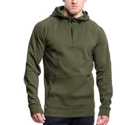Sudadera con capucha para hombre de forro polar con mangas largas y cremallera en cuartos con capucha, camiseta funcional de manga larga, entrenamiento, culturismo, sudadera con capucha, cómoda ropa