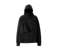 Sudadera con capucha para hombre de gran tamaño con cuello de bufanda integrado en hombros caídos, diseño urbano, ropa de calle para otoño e invierno, sudadera moderna en corte holgado, Estilo/C01