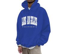 Sudadera con capucha para hombre, de Los Ángeles, California, Western, con cordón, con capucha, ropa universitaria, gráfica, deportiva, manga larga, casual, con capucha, color liso, lindo, gótico, Y2K