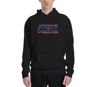 Sudadera con Capucha para Hombre, de Manga Larga, Informal, Color Azul y Rojo, con la Frase Justicia para Charlie Kirk.